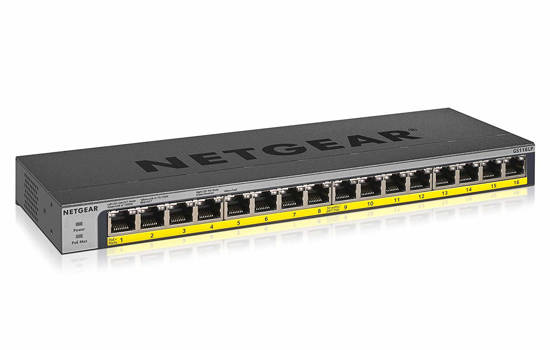 Picture of Netgear GS116LP-100NAS - 16-Port PoE/PoE+ Gigabit Ethernet UnMgd.