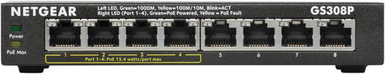 Picture of Netgear GS308P-100NAS - 8-Port Gigabit Ethernet Switch 4 POE