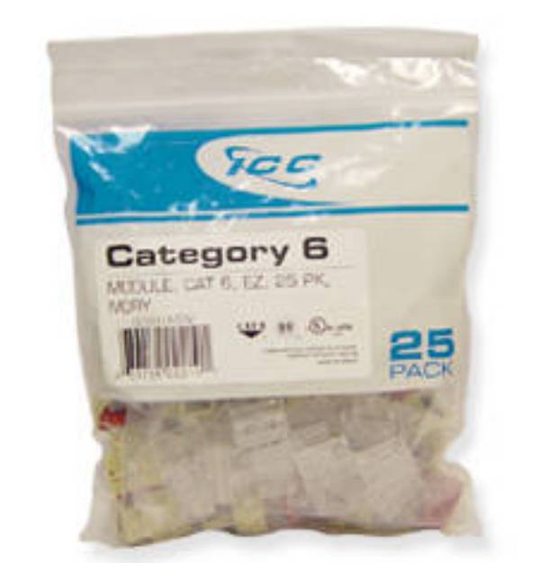 Picture of ICC CAT6JKPK-WH - IC107L6CWH - 25PK Cat6 Jack - White