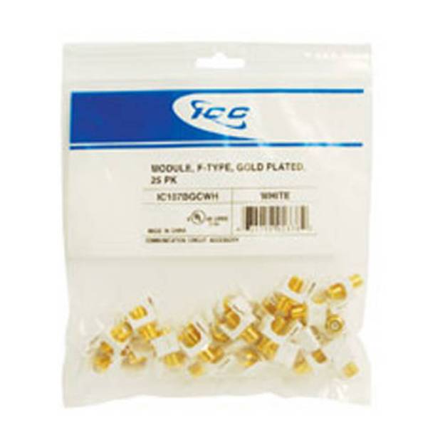 Picture of ICC IC107BGCWH - MODULE, F-TYPE, GOLD PLATED, 25 PK WHITE