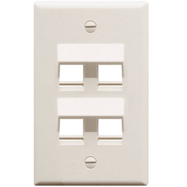 Picture of ICC IC107DA4WH - FACEPLATE, ANGLED, 1-GANG, 4-PORT, WHITE