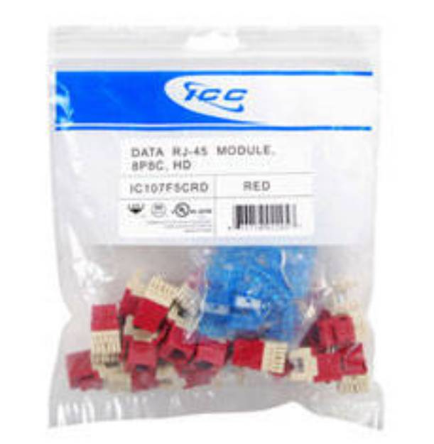 Picture of ICC IC107F5CRD - MODULE, CAT 5e, HD, 25 PK, RED