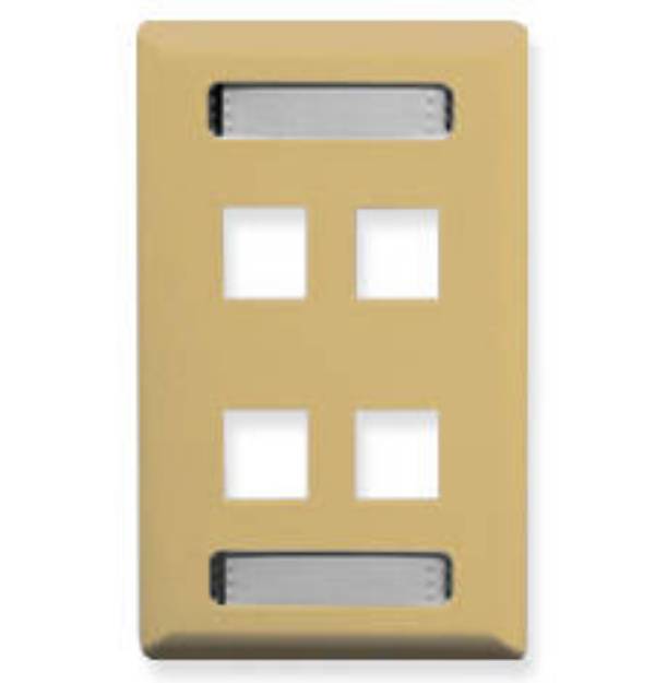 Picture of ICC IC107S04IV - FACEPLATE, ID, 1-GANG, 4-PORT, IVORY