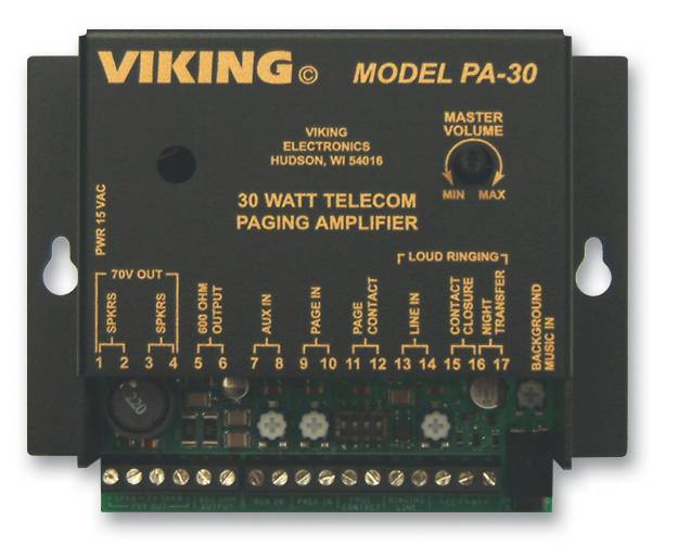 Picture of Viking Electronics PA-30 - Viking 30 Watt Telecom Paging Amp