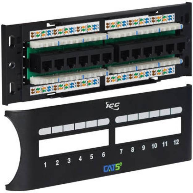 Picture of ICC ICMPP12F5E - PATCH PANEL, CAT 5e FRONT, 12 PORT